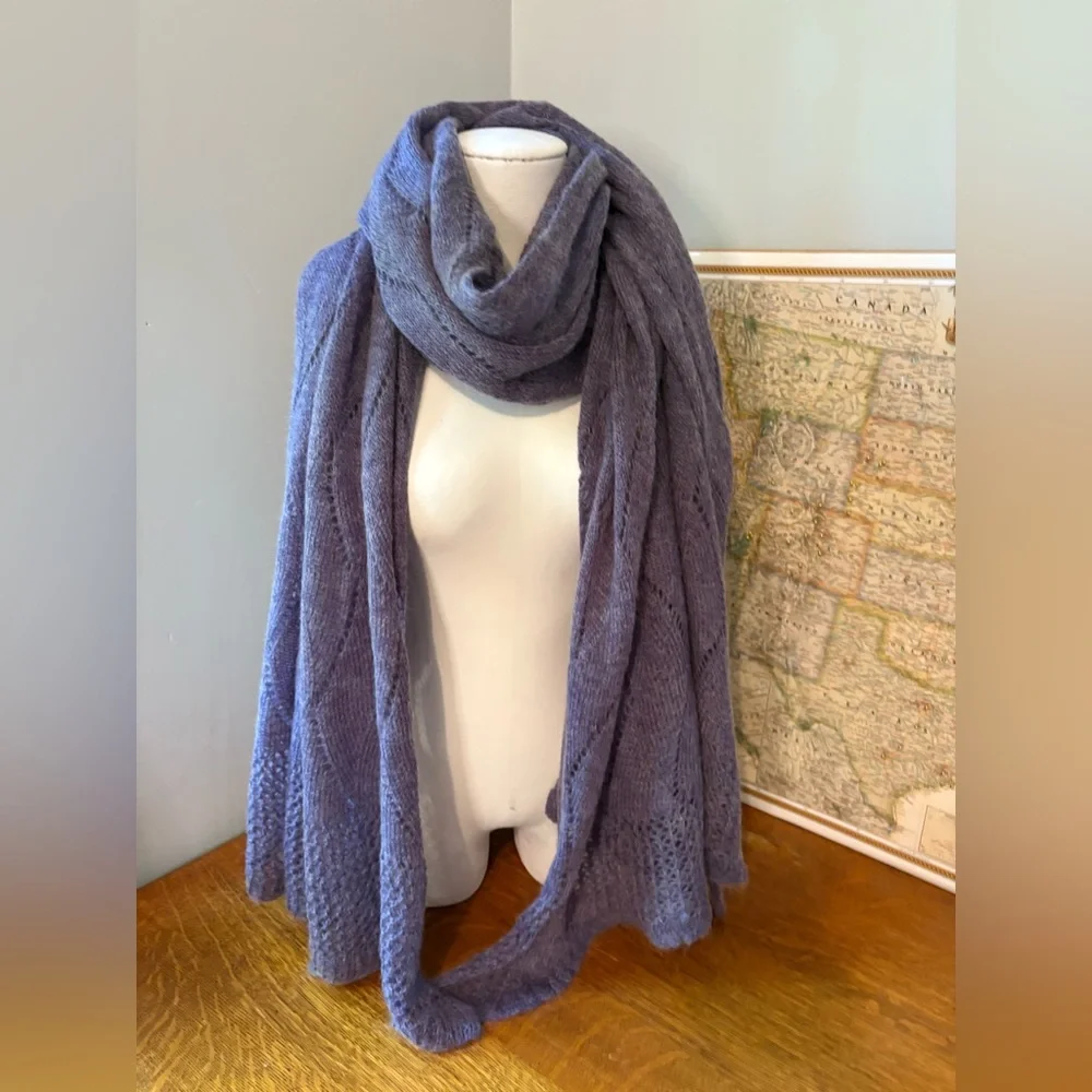 Nardi & Tagliaferri Luxury Mohair Wool Blend Scarf 28”x 84” Shawl Wrap - Picture 5 of 16